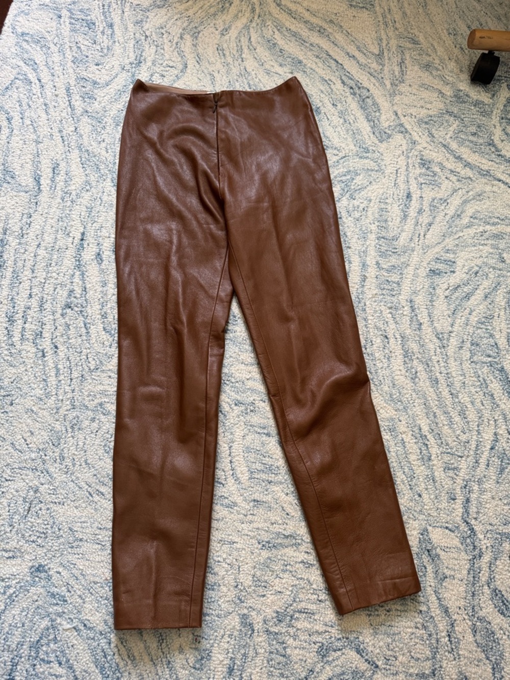 Fiandaca vintage designer brown leather front high waist zip equestrian pants s